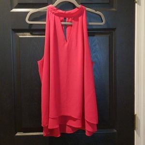 Vibrant Pink Layered Chiffon Blouse